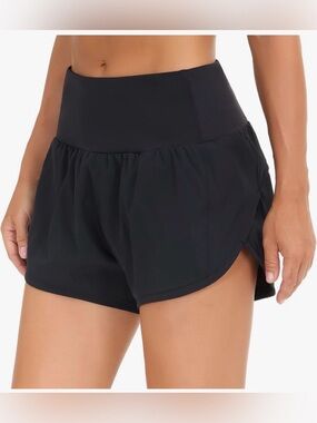 Women's Black Athletic Shorts with High Waist